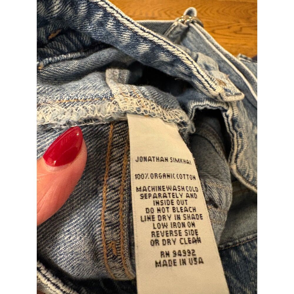 Jonathan Simkhai Standard Denim Shorts, Light Wash, Size 25, 100% Organic Cotton